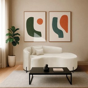 Divã Recamier Curvo Sala de Estar Recepção Inglaterra 180cm Pés Metal Preto Lado Direito Bouclé