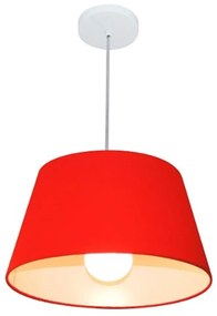 Lustre Pendente Cone Md-4039 Cúpula em Tecido 21/40x30cm Vermelho - Bivolt