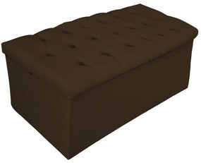 Recamier Baú Estofada Mel 90 cm Solteiro Com Capitonê Suede Marrom - ADJ Decor