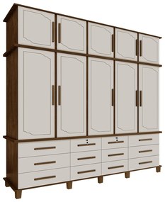 Guarda Roupa 10 Portas e 12 Gavetas Nicolau Malbec/Off White G37 - Gran Belo