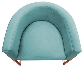 Poltrona Decorativa Base Metal Bronze Luna Veludo Turqueza - Sheep Estofados - Veludo Turquesa