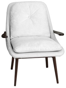 Poltrona Decorativa Cintia com Pés Madeira Linho Palha G38 - Gran Belo