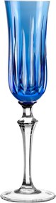 Taça de Cristal Lapidado p/ Champagne 37 - Azul Claro Azul Claro