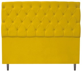 Cabeceira Estofada Liverpool 195 cm King Size Suede Amarelo - ADJ Decor