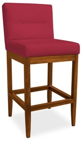 Banqueta Valencia Base de Madeira Maciça Veludo Vermelho