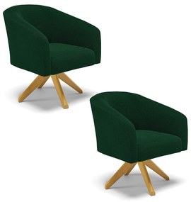 Poltrona Decorativa Giratória MA30 Kit 2 Stella Bouclê D03 - D'Rossi - Verde