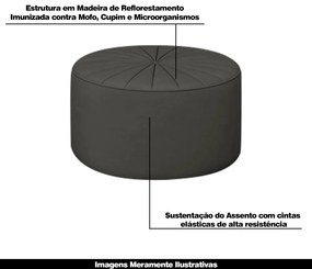 Conjunto Decorativo Sofá 240cn e Poltrona Clarke com Puff Round Veludo Cinza G45 - Gran Belo