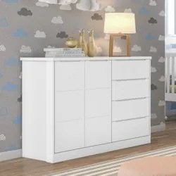 Cômoda Infantil 2 Portas 4 Gavetas Lua Z39 Branco - Mpozenato