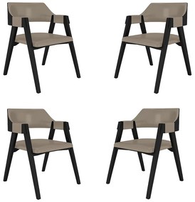 Kit 4 Cadeiras Sala de Jantar e Jogos Carteados Madeira Maciça Poker PU Nude/Preto G42 - Gran Belo
