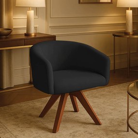 Poltrona Sala Base Giratória Madeira Arielle Suede D03 - D'Rossi - Preto