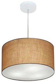Lustre Pendente Cilíndrico Md-4019 Cúpula em Tecido 40x21cm Palha - Bivolt