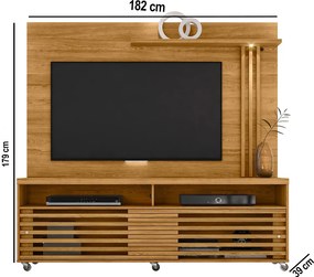 Estante de TV 65 Pol 182cm com Rodízio para Sala Nerion M20 - D'Rossi - Cumaru(fosco)