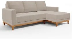 Sofá Living 200cm 3 Lugares Com Chaise Direito Kayrós D05 Boucle Bege