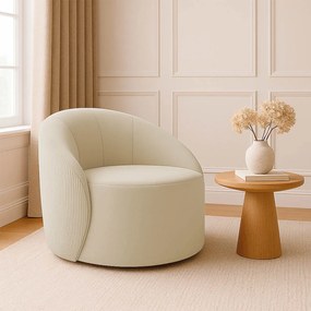 Poltrona Decorativa Orgânica Giratória Lua Cotelê/Veludo D03 - D'Rossi - Bege