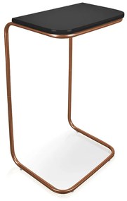 Mesa Lateral Tampo Preto Multiuso para Sofá Base Metálica D'Rossi - Bronze