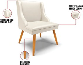 Cadeira de Jantar Liz Corino Bege Pés Palito Castanho D03 - D'Rossi