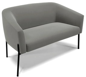 Sofá Namoradeira e Poltrona Pé de Ferro Preto Stella Suede D03 - D'Rossi - Grafite