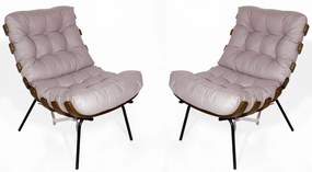 Kit 2 Poltrona Decorativa Costela Suede Crepe