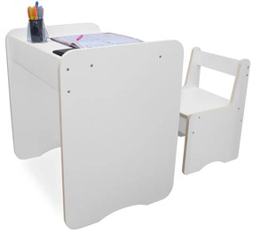 Conjunto Mesa Mesinha E Cadeira Infantil Dora de Madeira MDF Branco