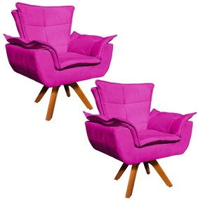Poltrona Sala de Estar Giratória MM30 Kit 2 Opalla Suede - Pink