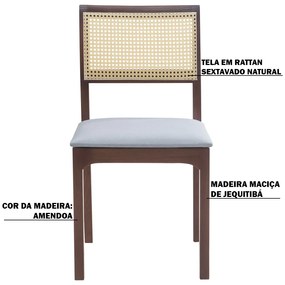 Kit 4 Cadeiras Decorativa Sala de Jantar Nivea Amêndoa G55 - Gran Belo