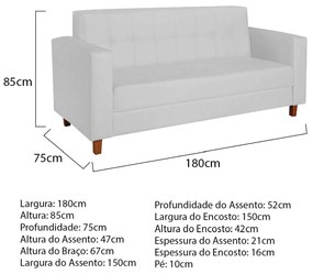 Sofá 2 Lugares Denver Suede Branco - ADJ Decor