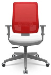 Cadeira Brizza Diretor Grafite Tela Vermelha Assento Aero Branco Base RelaxPlax Piramidal - 66408 Sun House