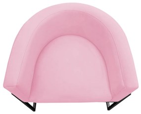 Poltrona Decorativa Base Metal Preta Luna Veludo Rosa - Sheep Estofados - Veludo Rosa