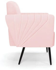 Sofá Namoradeira com Poltrona Pés Palito de Ferro Bruna Suede - D'Rossi - Rosa Bebê