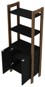 Armário Alto para Escritório Home Office AZ1009 MDP Preto/Nogal G69 - Gran Belo
