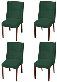 Kit 4 Cadeiras de Jantar Lecce Veludo Verde Bandeira
