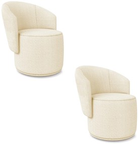 Poltrona Decorativa Orgânica Fixa para Sala Kit 2 Malu Bouclê M11 - D'Rossi - Bege