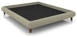 Cama Casal Base Box 158x198cm Pés Madeira Cold Z37 Veludo Bege - Mpoze