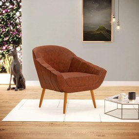 Poltrona Giovana Corano Pés Palito Castanho - Indo Decorar - Nozes