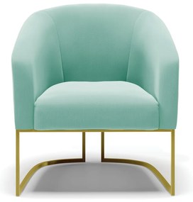 Poltrona Decorativa Industrial Dourado kit 2 Stella Suede D03 - D'Rossi - Azul Turquesa