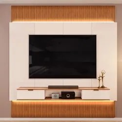 Painel Para TV 85 Pol Canelado Extensível Piso ao Teto D04 Off White/F