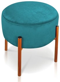 Puff Banqueta Decorativo Industrial Cobre Kit 4 Iron Suede D03 - D'Rossi - Azul Turquesa