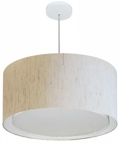 Lustre Pendente Cilíndrico Duplo Vivare Md-4296 Cúpula em Tecido 55x30cm - Bivolt