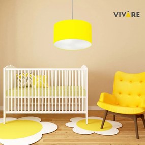 Lustre Pendente Cilíndrico Md-4100 Cúpula em Tecido 50x25cm Amarelo - Bivolt