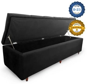 Calçadeira Baú Solteiro 90cm Veneza Suede Preto - Sheep Estofados - Preto
