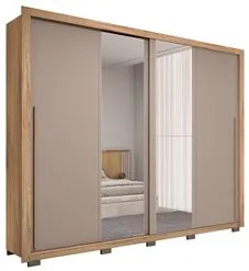 Guarda Roupa Casal 2 Portas de Correr com Espelho Praticus Buriti/Fend