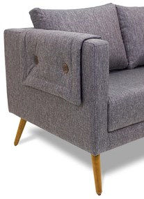 Poltrona Namoradeira Paris D07 2 Lugares Linho Mescla Marrom - D'Rossi