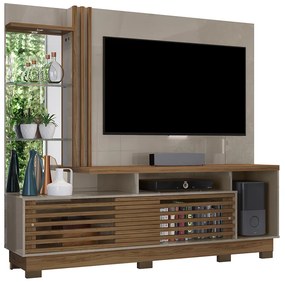 Estante de TV 60 Pol 200cm com Pé Sala de Estar Lumari Fendi/Naturale M20 - D'Rossi
