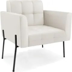 Poltrona Sala Pé Metal Preto Kit 2 Ana Sintético Bege - Ibiza