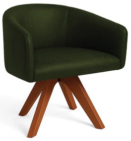 Poltrona Sala Base Giratória Madeira Arielle Sintético Pu D03 - D'Rossi - Verde