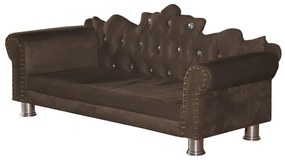 Mini Divã Sofá Realeza Cama Pet para Cães ou Gatos Elegante Suede Marrom