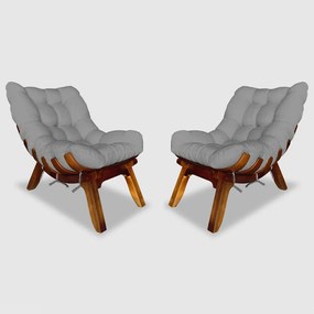 Conjunto 2 Poltrona Decorativa Costela Veludo Granito