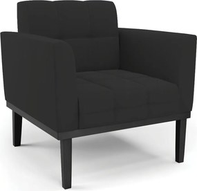 Poltrona Decorativa Karen Pés Fixo em Madeira Preto Veludo Preto G19 - Gran Belo