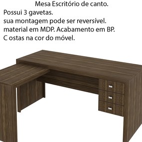 Mesa para Escritório Home Office ME4106 MDP Nogal G69 - Gran Belo