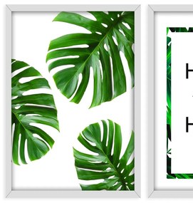 Kit 03 Quadros Decorativos Folhagem Home Sweet Home 43x33 cm - D'Rossi